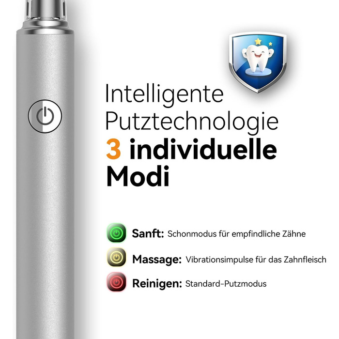 Електрична звукова зубна щітка JTF з очищувачем язика, 8 насадок, 5 режимів, Smart Memory, таймер 2 хв, IPX7, швидка зарядка 3год, для дорослих (блакитний/сріблястий)