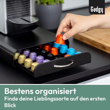 Тримач для капсул Nespresso Gadgy - органайзер для 50 капсул, нержавіюча сталь, чорний