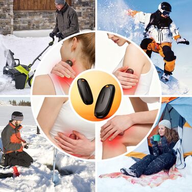 Електричні грілки для рук 2 шт. 4000mAh з зарядним кейсом 10000mAh, 3 режими нагріву, USB-C, для катання на лижах, кемпінгу, подарунок (Чорний)