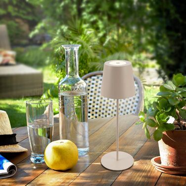 Світлодіодна настільна лампа Briloner бездротова з сенсорним керуванням, димування, регульована висота, бежева 36x10.5 см