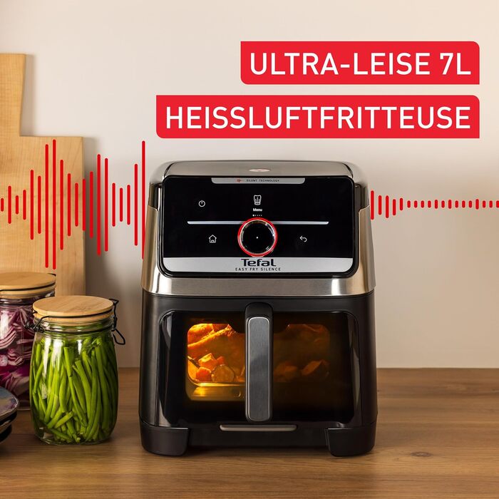 Фритюрниця Tefal Easy Fry Silence 7л з оглядовим вікном, біла (EY8421E0) - аерофритюрниця з тихим режимом, 10 програм, до 8 порцій