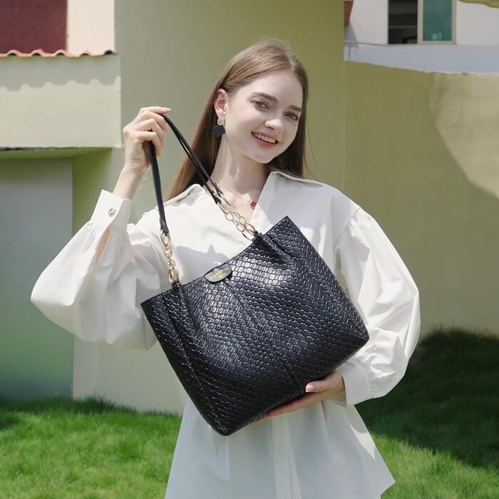 Сумка жіноча Unisoul Shopper - елегантна сумка через плече з екошкіри для офісу та подорожей, чорна