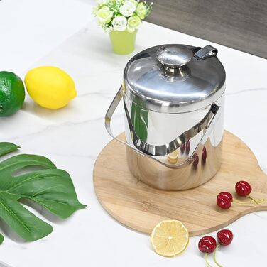 Ейскюбель з нержавіючої сталі з кришкою та лопаткою, 1,6л: для напоїв, пива, вина, фруктів