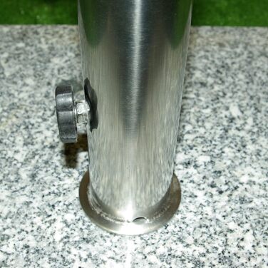 Umbrella Stand, Granite Umbrella Stand, Square, 45x45 cm, approx. 25kg, Stainless Steel Tube Handle, Transport Wheels, Grey