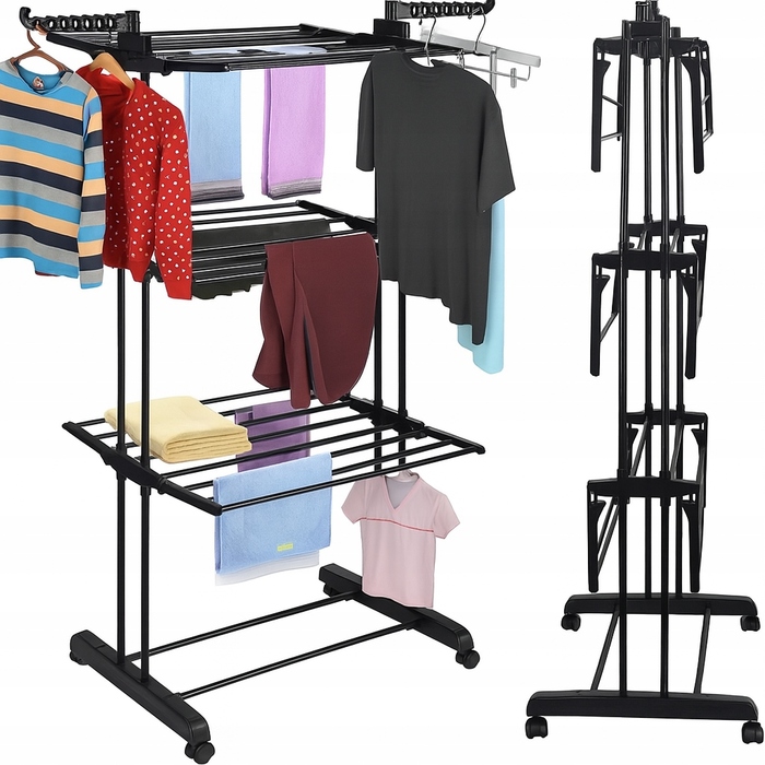 Вертикальна підлогова сушарка для одягу на колесах, велика, для балкона