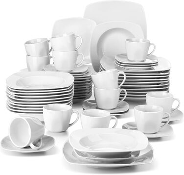MALACASA, Julia Series, Dessert Plates Set of 6, 16.7cm Dinner Plates Porcelain, Cake Plates for 6 People.