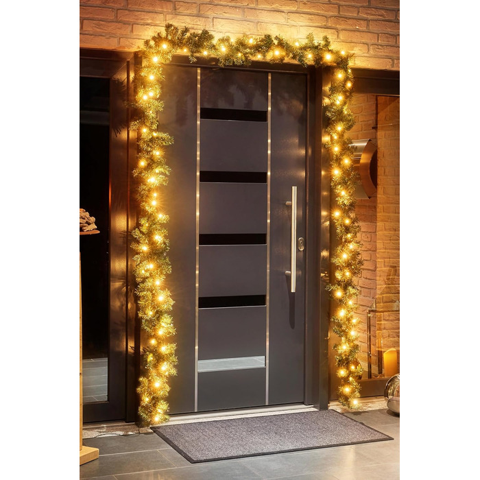 Декоративна гірлянда з LED-підсвічуванням 5 метрів (80 LED), розширювана, на батарейках, з таймером, 10 метрів дроту, для дому та саду, штучна, тепле біле світло