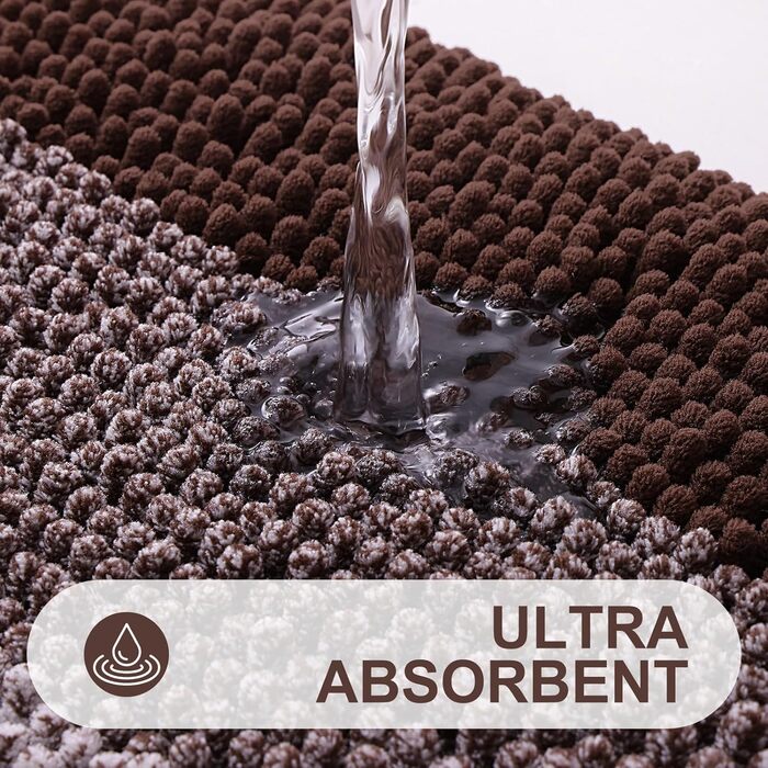 Килимок для ванної кімнати Homaxy з мікрофібри, 40x60 см, коричневий, антиковзаючий, швидковисихаючий