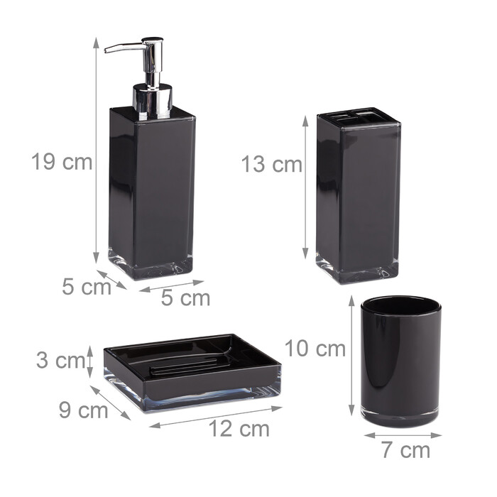 Relaxdays Bathroom Accessories Set, 4-piece