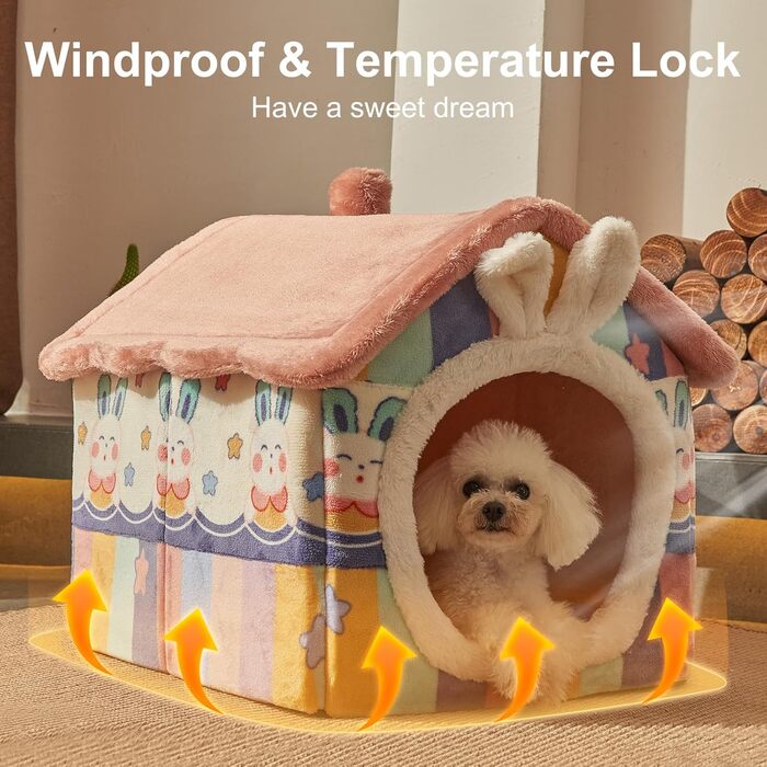 Будиночок для собак Rainbow Bunny з вушками кролика, L, для дому