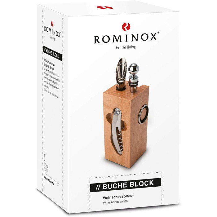 Набір аксесуарів для вина Rominox 7 предметів: блок нотатків, сомельє-ніж, термометр, кришка, виливач