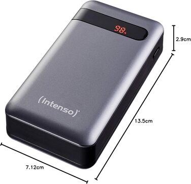 Powerbank Intenso Powerbank PD 20000mAh: Швидка зарядка, 20000mAh, сумісний зі смартфонами, планшетами, MP3-плеєрами та цифровими камерами, Anthrazit