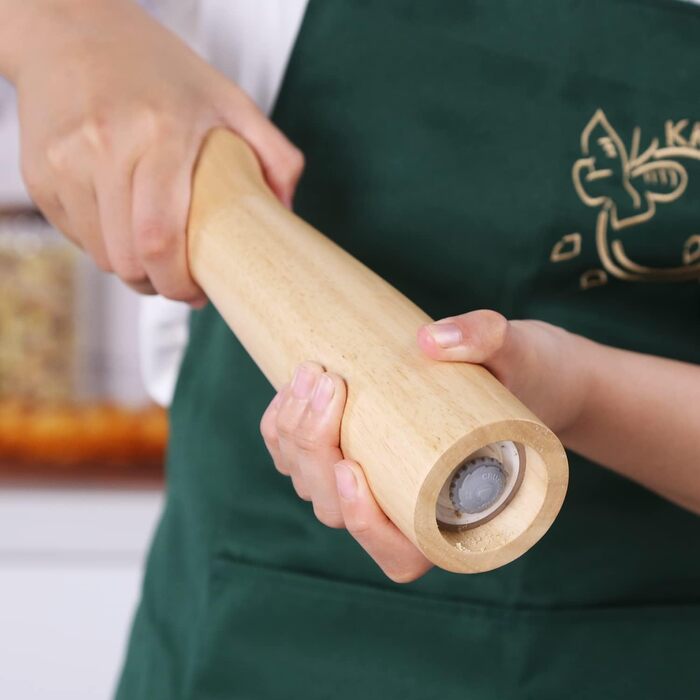 Набір дерев'яних мельниць для солі та перцю KKC з регульованим керамічним механізмом, 10 дюймів (гума)