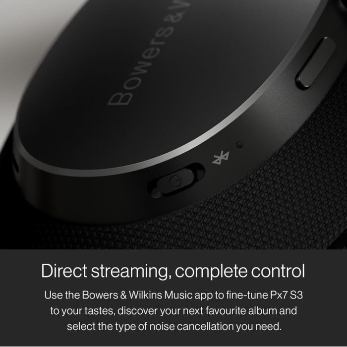 Навушники Bowers & Wilkins Px7 S3: бездротові, з активним шумопоглинанням, aptX™ Lossless, швидка зарядка, 30 годин роботи, 8 мікрофонів - чорний