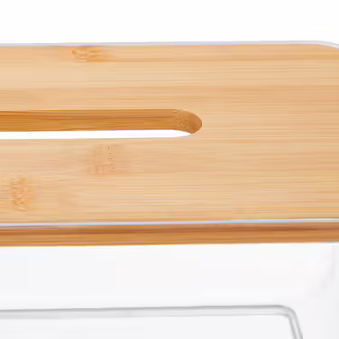 Relaxdays Clear Fabric Box with Bamboo Lid