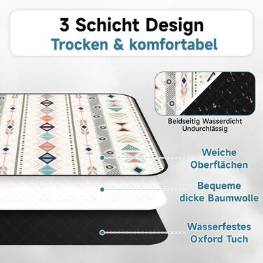 Плед для пікніка Hysagtek 200x200 см, водонепроникний, великий пляжний плед в стилі бохо для відпочинку на природі, кемпінгу, парку