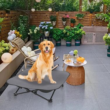 Зручне складане ліжко для собак - дихаюче, підняте, для собак до 60 кг, ідеально для кемпінгу та саду, Outdoor/Indoor, 87 x 87 x 33 см