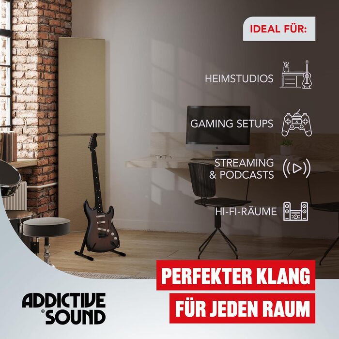 Бас-пастка для кутів Addictive Sound Standard — Студійна акустична панель (басова пастка) зі спеціальної мінеральної вати, 80-2000 Гц, бежева, 98 см, Made in EU