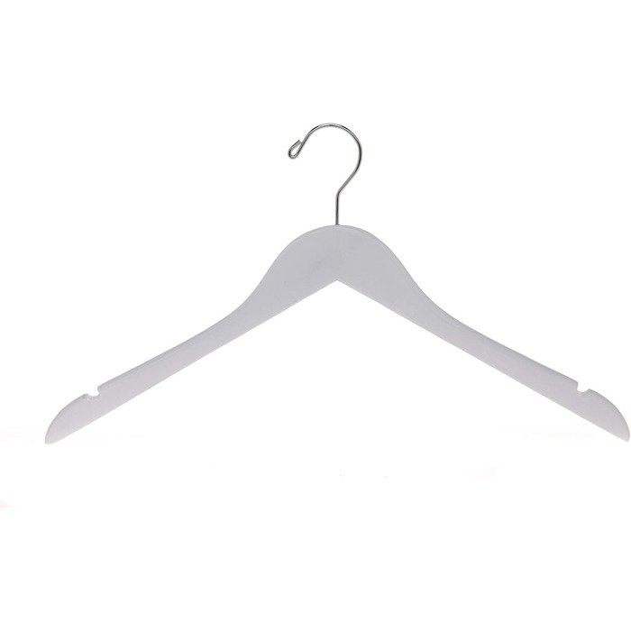 Дерев'яні вішаки для одягу Quality Hangers, напіввигнуті плічка з масиву дерева з поворотним гачком для піджаків та суконь, білі, 20 шт.