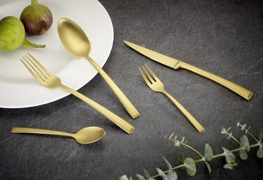 ECHTWERK Avelino Flatware Set, Gold Edition, 20-piece, Dinnerware for up to 4 people, 18/10 Stainless Steel, Matte Finish, High-Quality Cutlery Set, for Dining Table, Table Decoration for Weddings & Festive Occasions