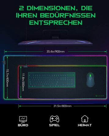 Ігрова мишка Pad Black Shark Manta P3 XL (90x40 см) - килимок для миші з RGB підсвічуванням, вологостійкий, чорний
