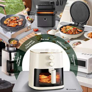 Термостійкий килимок для захисту від нагрівання 60x40 см. Стійкий до вогню, силіконовий килимок для кухонних стільниць, фритюрниць, кавоварок. Нековзкий та водонепроникний (40 см x 38 см, срібний)