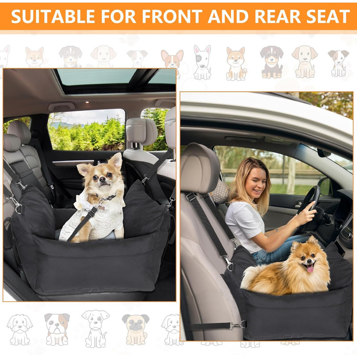 Зручний автокрісло для собак, неслизьке, 2-в-1, з кріпленням, знімний килимок