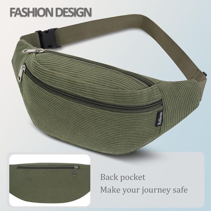 Поясна сумка чоловіча та жіноча стильна, 3 відділення на блискавці, для подорожей та активного відпочинку (Чорно-зелений)