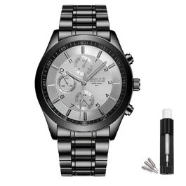 Годинник на зап'ястя BOSCK для чоловіків (без хронографа), 40 мм, автоматичний календар та день тижня, корпус із нержавіючої сталі, білий бізнес-годинник, водонепроникність 30 м, спортивні годинники для чоловіків