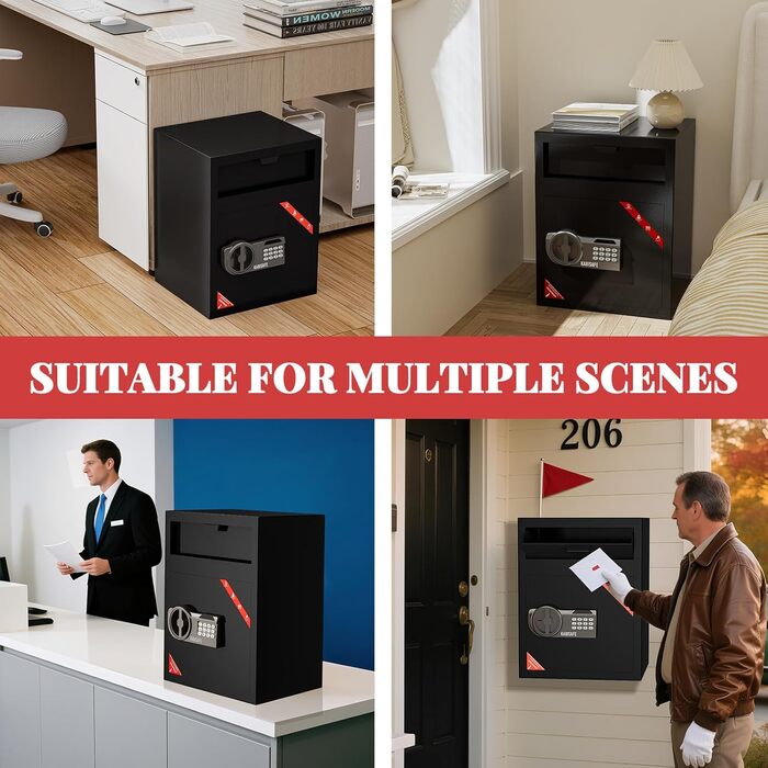 KABISAFE 45L Головний сейф для дому: електронний сейф з кодовим замком, ключем та сенсорним освітленням, для зберігання грошей, ліків та документів