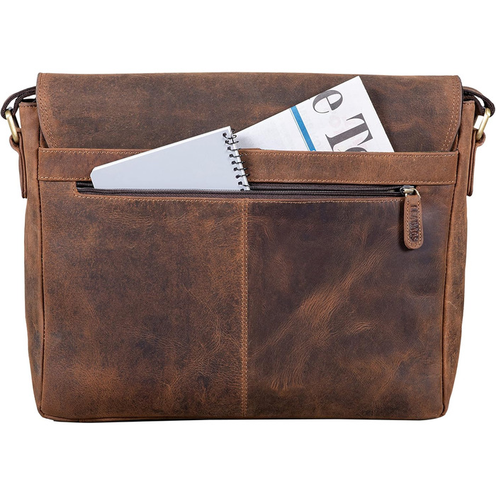 Сумка-месенджер LEABAGS Oxford з натуральної шкіри 15 дюймів для ноутбука (38x31x10 см) – чоловіча/жіноча, вінтажний темно-коричневий колір