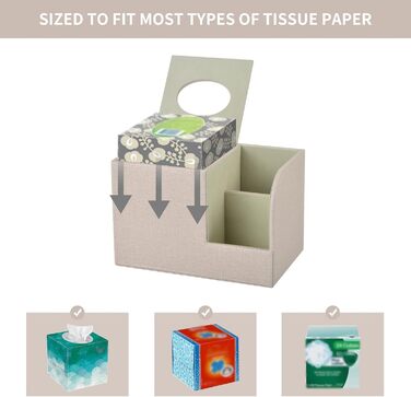 Організатор для серветок з шкіри, коробка для тканинних серветок, квадратна модель, тримач з пультом дистанційного керування, для ванної кімнати, авто, офісу, декору, бежевий