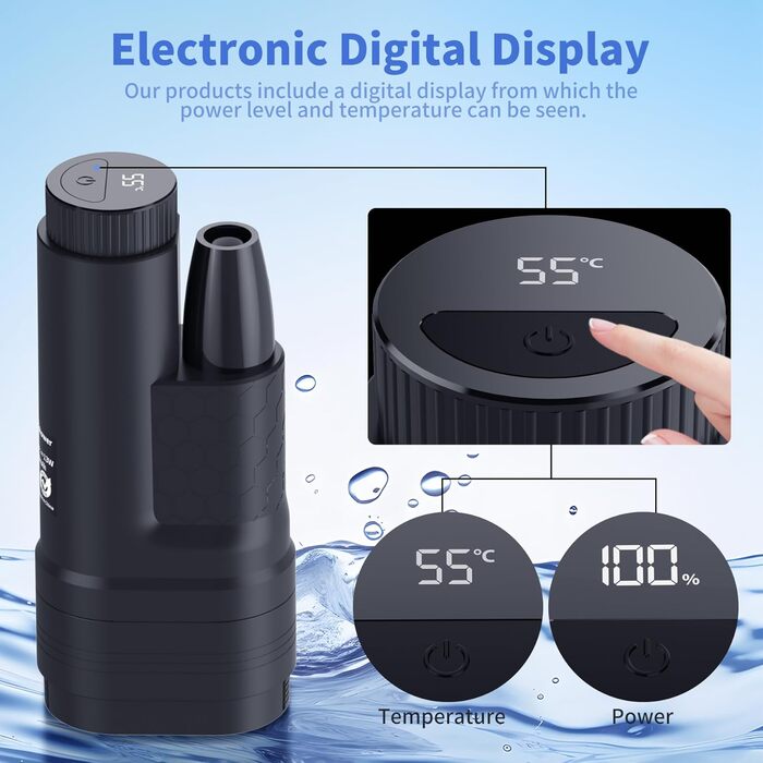 Portable Camping Shower with Pump - Rechargeable Battery Camping Shower Set with 1.8m Hose - Camping Shower Set for Garden, Camping, Car Washing, and Pet Washing (Digital Display)