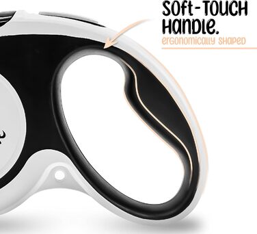 Рулетка для собак середніх та великих (до 50 кг) з відбиваючими смугами, надійний гальмо, поворотний карабін, нейлоновий ремінь, ергономічна ручка, розмір L