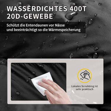 Спальний мішок зимовий Daunenschlafsack Winter: теплий та легкий, 680FP+, 0°C, для дорослих та дітей, підходить для походів, альпінізму та кемпінгу. Чорний колір