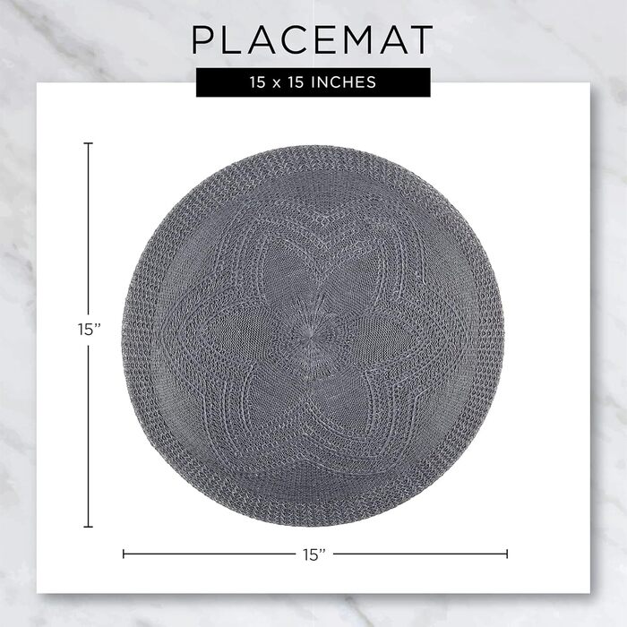DII PVC Tablecloth Collection - Woven for Indoors and Outdoors, Polyvinyl Chloride, Nautical Blue, Round Placemat Set, 13.75