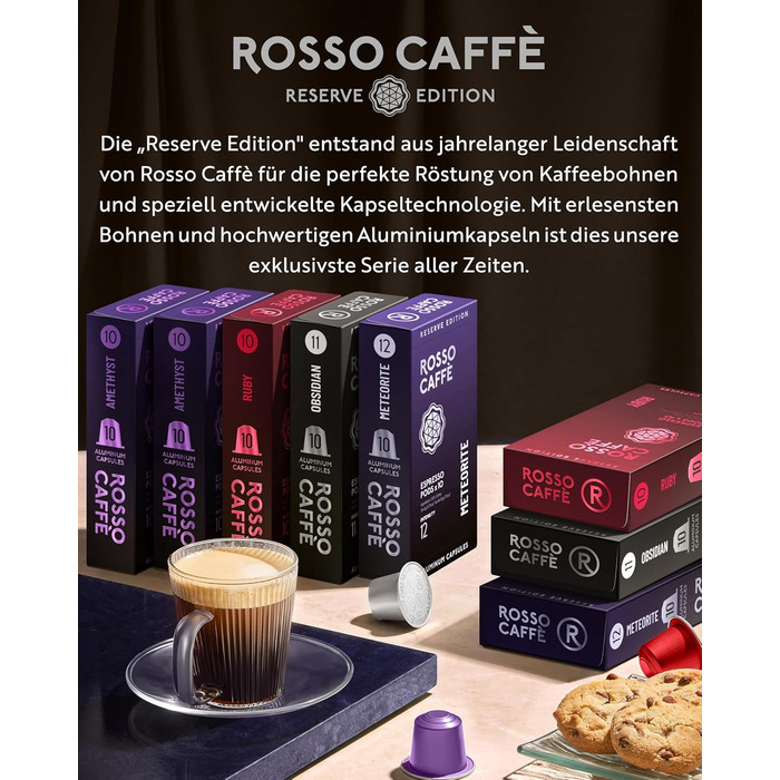 Капсули кави ROSSO CAFFÈ Nespresso Reserve Edition, 80 шт. (8 сортів преміум еспресо), сумісні з Nespresso, Made in Italy