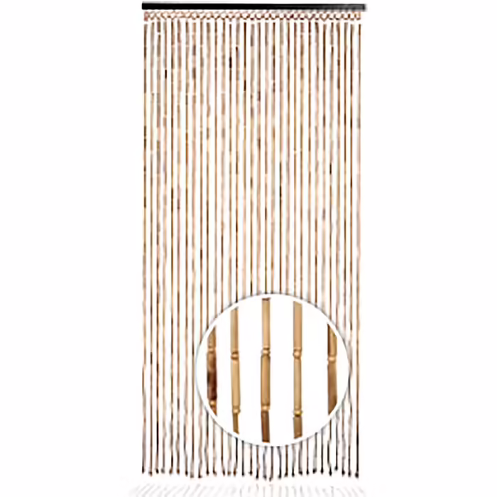 Kobolo Bamboo Door Curtain, 90x200 cm, 31 Strands, brown, natural bamboo curtain as a fly screen, privacy screen & room divider for balcony, terrace, kitchen or living area