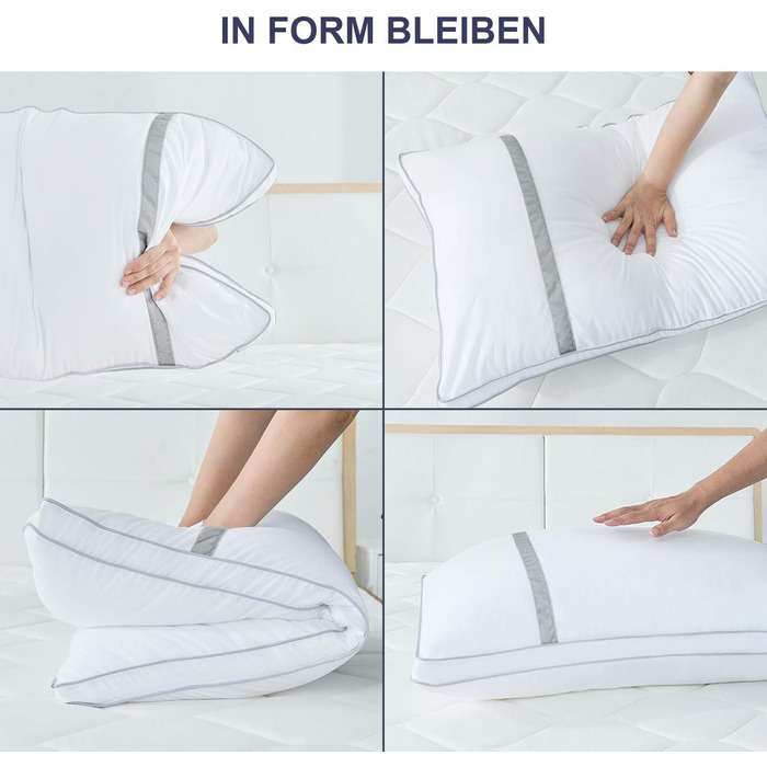 BedStory Pillows 40x80, 2-Pack Pillows 40x80 made of 2x850g Microfiber, Slumber Pillows with Flannel Trim, Suitable for Side Sleepers, Back Sleepers, White 2 Pieces (1 Pack) White 40 x 80