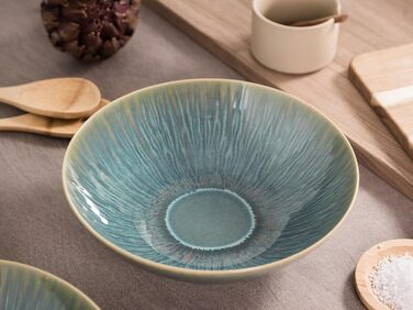 Набір посуду CreaTable Sea Breeze, 18 предметів, з кераміки, для посудомийної машини та мікрохвильової печі, зроблено в Португалії (набір мисок, зелений)