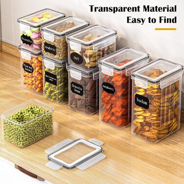 Набір контейнерів для зберігання продуктів 24 шт. – герметичні бокси з кришкою, органайзер для кухні, для борошна, цукру, мюслі та ін., з етикетками та маркером, для кухні та холодильника, 33,6 л