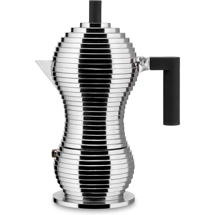 Кавоварка Alessi Pulcina, чорна, алюміній, 5.4 x 14.5 x 33.5 см, на 6 чашок