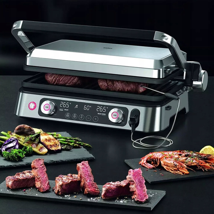 Електричний гриль Braun MultiGrill 9 Pro 2200 Вт, складаний, сріблястий/сірий