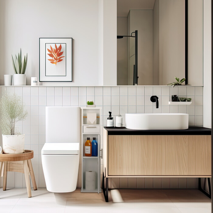 Relaxdays White Standing Toilet Paper Holder