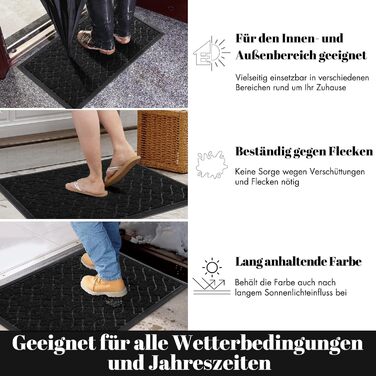 Килимок для вхідних дверей Yimobra, 75x43 см, чорний: миється, вологостійкий, з антиковзаючою основою