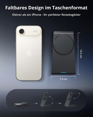 Зарядний пристрій 3-в-1 GEEKERA MagSafe для Apple Watch, iPhone (12-17) та AirPods, індуктивне зарядне, чорний матовий