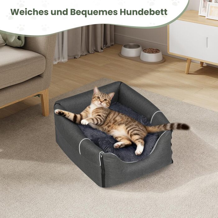 Будка для собак EUGAD, 45x40x45 см, з плюшевою подушкою, 2-в-1, для маленьких собак, тепла, для вулиці, зимостійка