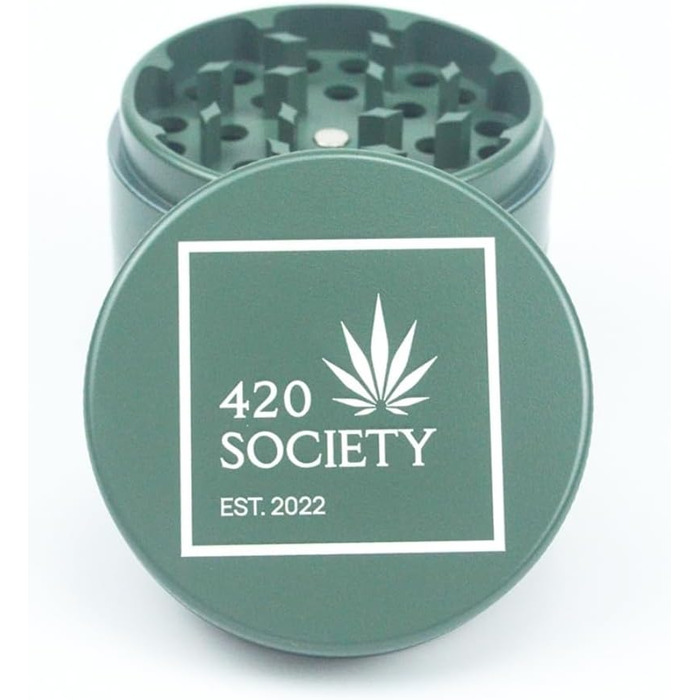 Преміальна керамічна гріндер-крашер 420 Society, 4-частинна, антипригарна, для спецій, Nano-кераміка, комплект 420SCTY Care, темно-зелений