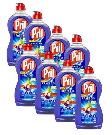 Засіб для миття посуду Pril 5 Plus Kraftgel Ultra Plus з активною формулою проти жиру, 450 мл (набір 8 шт)