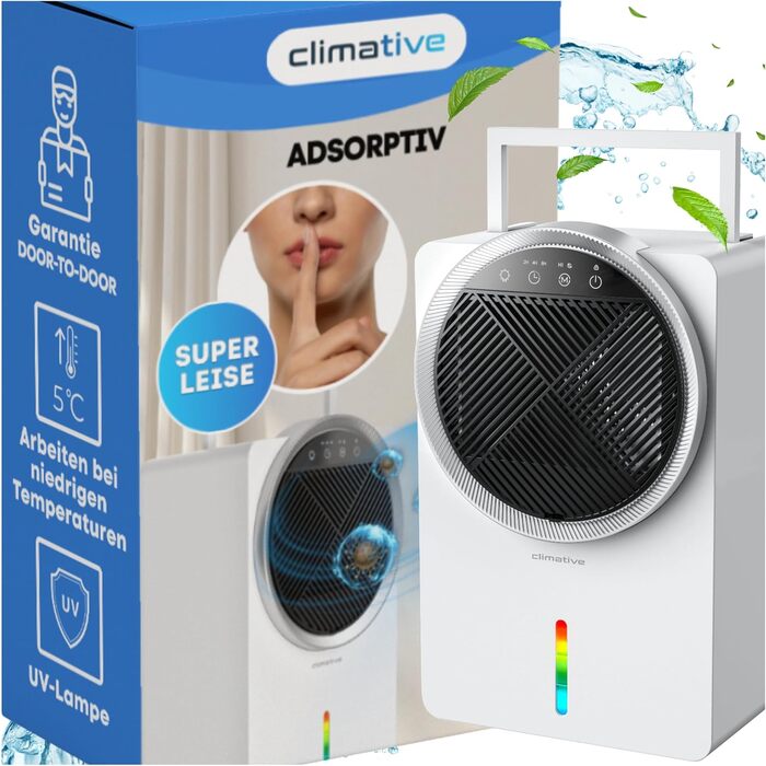 Електричний осушувач повітря Climative ION 12L/24h з Wi-Fi та очищувачем повітря для дому, квартири, ванної кімнати. Захист від вологи та плісняви до 20 м² (Adso)